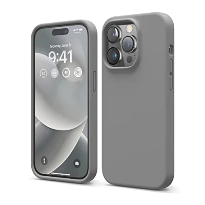 Afbeelding van elago siliconen hoesje compatibel met iPhone 14 Pro (6,1 inch), beschermhoes, volledige bescherming, schokbestendig, 4 structuren, zachte microvezel, voorkomt krassen