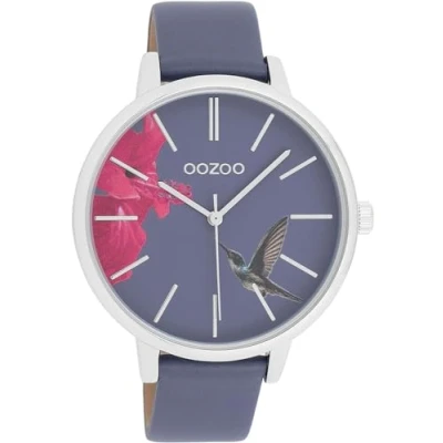 Afbeelding van Oozoo Timepieces Dameshorloge met metalen band, modern dameshorloge, elegant, analoog rond horloge (42 mm behuizing), C11069 blauw paars, armband