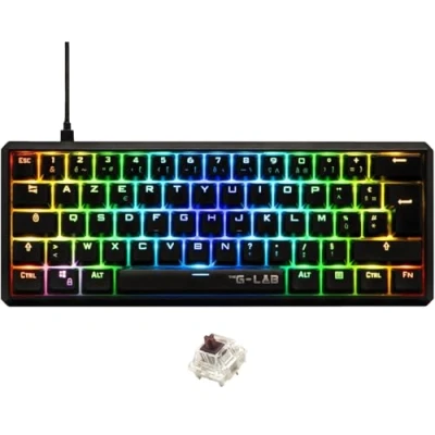 Afbeelding van The G Lab Keyz Thallium mechanisch toetsenbord 60% USB Mini Gamer toetsenbord, ultracompact formaat, 100% aanpasbaar. Pc/ps4/Ps5/xbox Azerty Brown Switch verwisselbaar