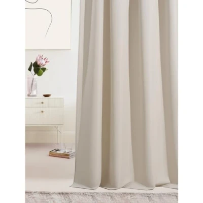 Afbeelding van ROOM99 Laurel Gordijn met plooiband, 140 x 250 cm (b h), ondoorzichtig, schuifgordijn voor woonkamer, slaapkamer, railsysteem, lichtbeige, 1 stuk