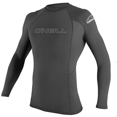Afbeelding van O&#039;Neill Basic Skins L/S Rashguard Surfshirt Maat XXL Mannen donker grijs/wit