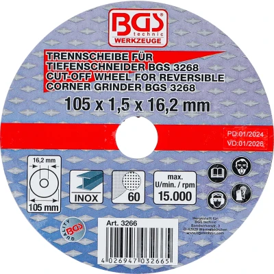 Afbeelding van BGS Doorslijpschijf voor doorslijpmachine Ø 105 x 1,5 16,2 mm