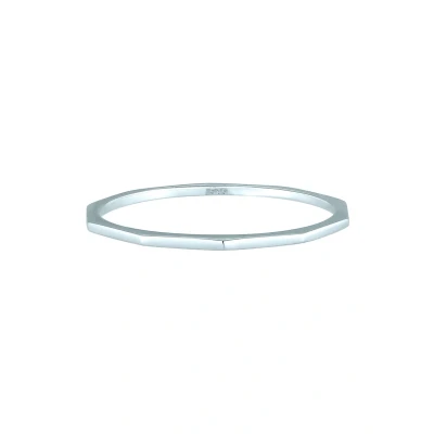 Afbeelding van Elli PREMIUM Dames Ring Bandring Geo Basic Minimal Look 585 Weißgold