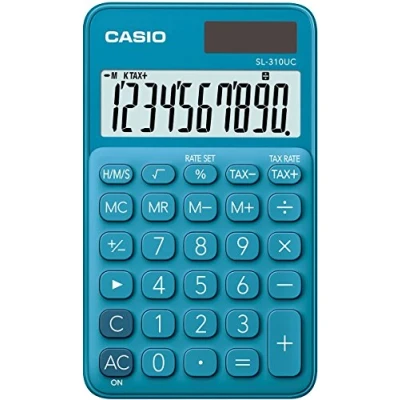 Afbeelding van Casio SL 310UC BU rekenmachine, 10 cijferig, blauw 0.8 x 7 11.8 cm