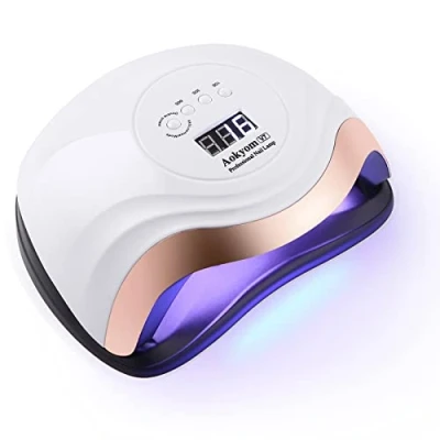 Afbeelding van Aokyom Nageldroger, 168 W, professionele nagellampen, sneldrogend, 4 timers, 10 s/30 s/60 s/99 s, 36 leds, groot lcd display, afneembare basis, voor semi permanente nagellak, gel en nagellak (witgoud)
