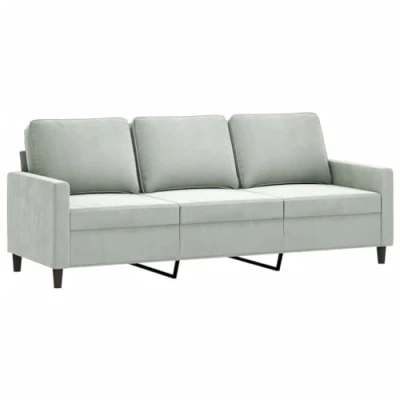 Image de vidaXL Canapé à 3 places Gris clair 180 cm Velours359209