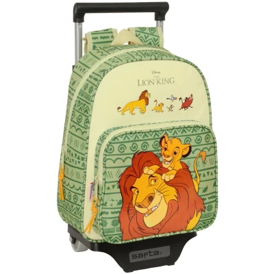 Afbeelding van Schoolrugzak met Wielen Mufasa Groen Beige 27 x 33 10 cm