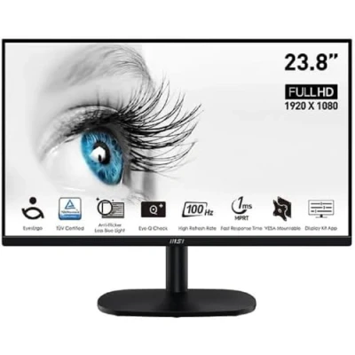 Afbeelding van MSI PRO MP245VDE 23,8 inch Full HD desktopmonitor VA paneel 1920 x 1080 VA, 100 Hz, oogbescherming, VESA montage, displayhouder, kantelbaar HDMI 1.4, D Sub