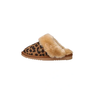 Afbeelding van Warmbat Collie Print Panther Dames Sloffen Chestnut