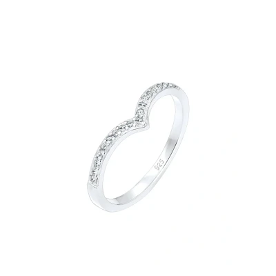 Afbeelding van Elli Vshape Basic Ring silvercolored, Dames, Maat: 54, Silver colored