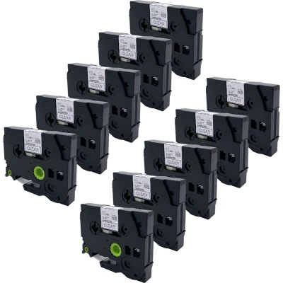 Afbeelding van DULA Brother Compatible label tape Tze 135 10 cassettes P Touch Wit op transparant 12mm x 8m