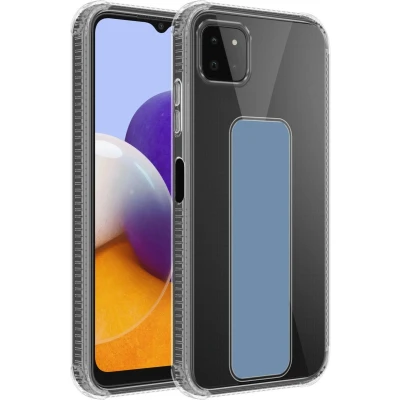 Afbeelding van Cadorabo Hoesje geschikt voor Samsung Galaxy A22 5G in LICHTBLAUW Beschermhoes gemaakt van flexibel TPU silicone Cover Case met houder en standfunctie