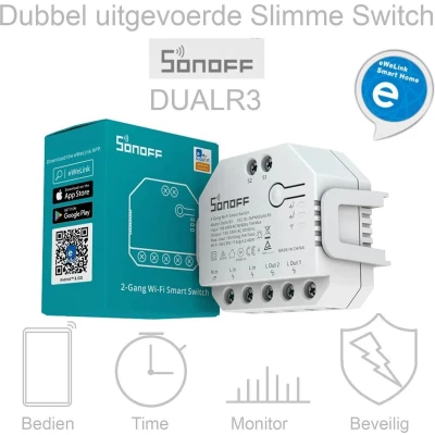 Afbeelding van Sonoff Dual R3 Smart Home Ingebouwde Wi Fi slimme dubbele relaisschakelaarmodule Stroom &amp; Voltage monitoren Siri/Google spraakbesturing