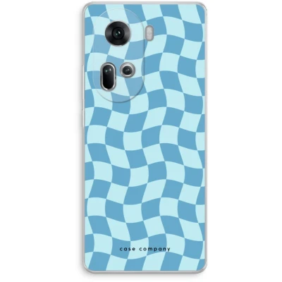 Afbeelding van Case Company® hoesje geschikt voor Oppo Reno 11 Grid Blauw Soft Cover Telefoonhoesje Bescherming aan alle Kanten en Schermrand