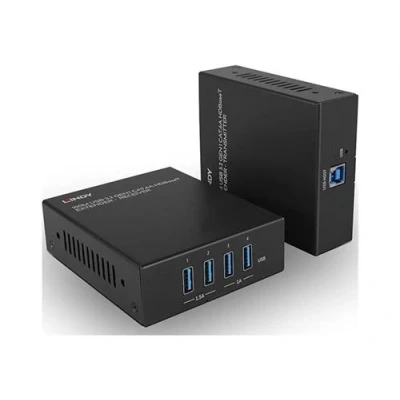 Image de LINDY Transmetteur et récepteur USB/extension réseau USB 3.2 Gen 1, HDBaseT plus de CAT 6a jusqu&#039;à 100 m
