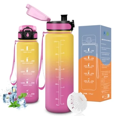 Afbeelding van Vikaster Waterfles, 0,5 l drinkfles, fietsfles, sportfles voor koolzuurhoudende dranken, kinderen, fiets, school, fitness, outdoor