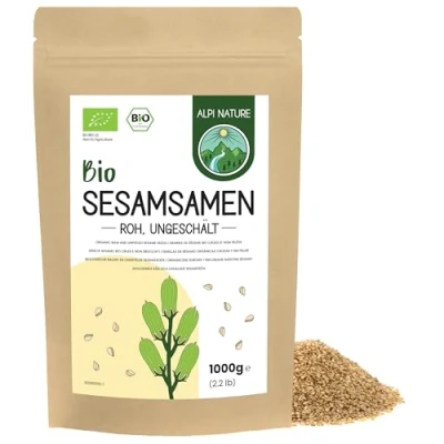 Afbeelding van graines de sesame blanc non pelées bio 1kg par Alpi Nature, crues, sésame bio, graine pour la cuisine et pâtisserie