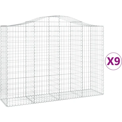 Afbeelding van VidaXL Schanskorven 9 st gewelfd 200x50x140/160 cm ijzer