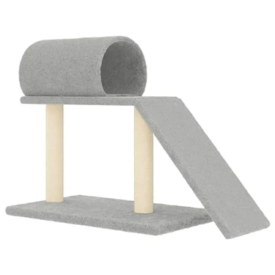 Afbeelding van vidaXL Kattenmeubel met tunnel en ladder 55,5 cm lichtgrijs