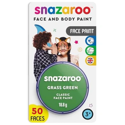 Afbeelding van Snazaroo Verf voor gezicht en lichaam, make up vermomming, kinderen volwassenen, blisterverpakking 18 ml, kleur: groen