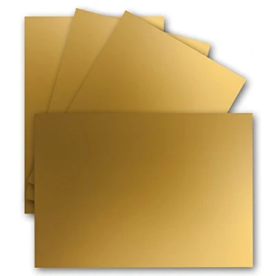 Afbeelding van 50 enkelvoudige kaarten, DIN A6, 10,5 x 14,8 cm, 240 g/m², goud, metallic kleipapier, knutselpapier, ansichtkaarten, blanco