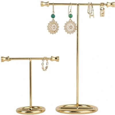 Afbeelding van GemeShou 2 stuks metalen oorbelhouders voor details, foto rekwisieten, ronde basis, 7,5 cm en 15,5