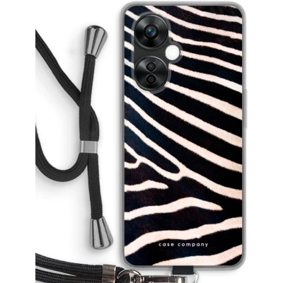 Afbeelding van Case Company® hoesje met Koord geschikt voor OnePlus Nord CE 3 Lite Zebra Telefoonhoesje Zwart Bescherming aan alle Kanten en Over de Schermrand
