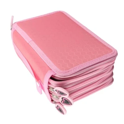 Afbeelding van Yosoo 72 stuks kleuren potlood koffer tas stationaire met grote capaciteit Oxford meerlaags organizer (roze)