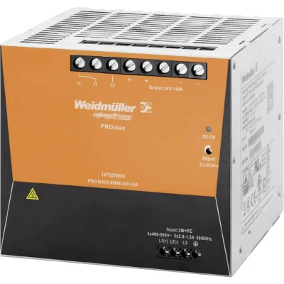 Afbeelding van Weidmüller PRO MAX3 960W 24V 40A DIN rail netvoeding 12 V/DC 40 A 960 W Inhoud: 1 stuk(s)