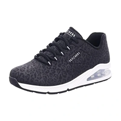 Afbeelding van Skechers Sport UNO 2 Sneakers laag, Dames, Maat: 35, Black tonal leopard print durabuck/ mesh trim Hoogwaardig imitatieleer