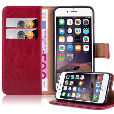 Afbeelding van Cadorabo Hoesje geschikt voor Apple iPhone 6 PLUS / 6S in WIJN ROOD Beschermhoes met magnetische sluiting, standfunctie en kaartvakje Book Case Cover Etui