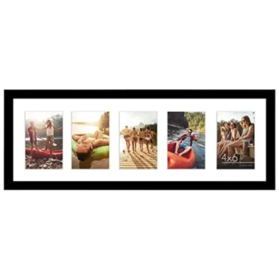 Afbeelding van Americanflat Zwarte collage fotolijst met 5 openingen; ontworpen voor foto&#039;s van 10,2 x 15,2 cm; uitstekende keuze panoramalijsten
