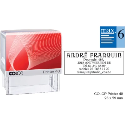Afbeelding van Tekststempel Colop Printer 40 personaliseerbaar 6regels 59x23mm