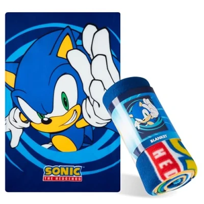 Afbeelding van Sonic The Hedgehog deken, kinderdeken, 100 x 150 cm, fleecedeken voor kinderen, jongens, meisjes