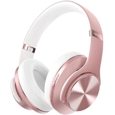 Afbeelding van DOQAUS Bluetooth 5.3 draadloze hoofdtelefoon met 3 EQ modi, 90 uur speeltijd, microfoon en 40 mm luidspreker, voor mobiele telefoons, tv, pc, thuis, roségoud