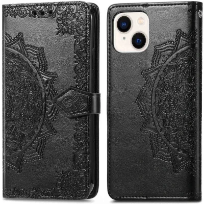 Afbeelding van iMoshion Hoesje Geschikt voor iPhone 15 Met Pasjeshouder Mandala Bookcase Zwart