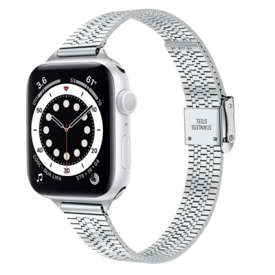 Afbeelding van Apple Watch Stainless steel slim fit bandje Zilver Geschikt voor 42mm / 44mm 45mm 49mm