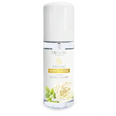 Afbeelding van Essences Bulgaria Biologisch wit rozenwater 140 ml roze alba 100% zuiver en natuurlijk verkoelende schoonheidsmist tegen veroudering alcoholvrij make up remover hydraterend