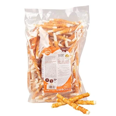 Afbeelding van Hondensnacks : Meat! kip &amp; runderhuid sticks small 12,5cm 2500g ± 208st