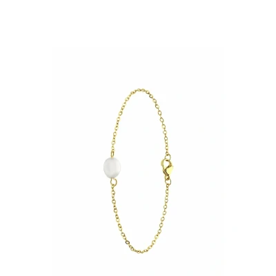 Afbeelding van Lucardi Dames Stalen goldplated Armband met rozenkwarts Staal Goudkleurig 20 cm