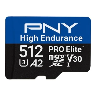 Image de PNY PRO Elite High Endurance Carte mémoire flash (adaptateur SD inclus(e)) 512 Go A2 / Video Class V30 UHS I U3 Class10 microSDXC