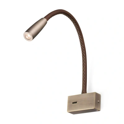 Afbeelding van Loden leeslamp met lederen details en LED
