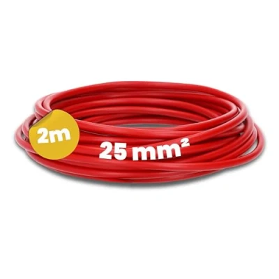 Afbeelding van Kalitec Kabelkabel H07V K 25 mm² rood 2 m flexibel streng fijndradige bedrading enkele kabel voor meterkast enkeldraads schakelkast elektrische