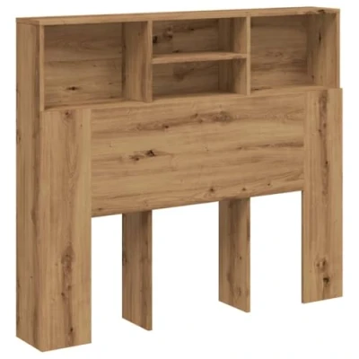 Afbeelding van Hoofdbordkast 120x19x103,5 cm bewerkt hout artisanaal eiken