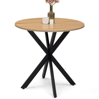 Afbeelding van Table à manger ALIX ronde 2 4 personnes pied araignée bois et noir 80 cm