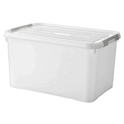 Afbeelding van CURVER Opbergdoos voor mobiele telefoon Plus, 65 l, multifunctionele opbergdoos, 100% gerecycled, slaapkamer, kantoor, garage, schuur, bijkeuken, snelsluiting met handgrepen, 40 x 60 39 cm, wit