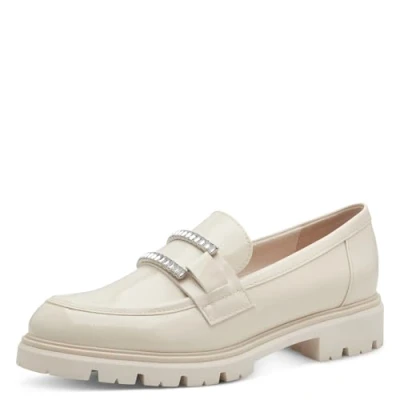 Afbeelding van Marco Tozzi Instappers, Dames, Maat: 39, Cream patent Kunststof