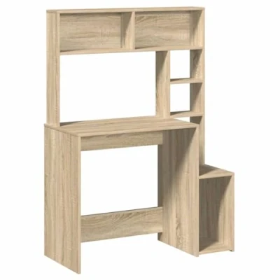 Afbeelding van vidaXL Bureau met schappen 100x45x140 bewerkt hout sonoma eikenkleur