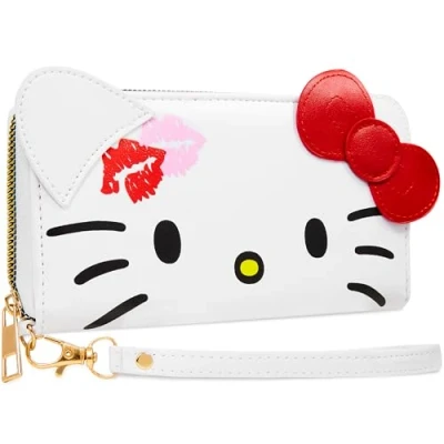 Afbeelding van Hello Kitty Handtas voor dames en tieners, met ritssluiting kaartsleuven, Wit/Rood, één maat, modern, Modern
