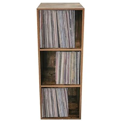 Afbeelding van lp platen vinyl opbergkast opbergen boekenkast vintage bruin